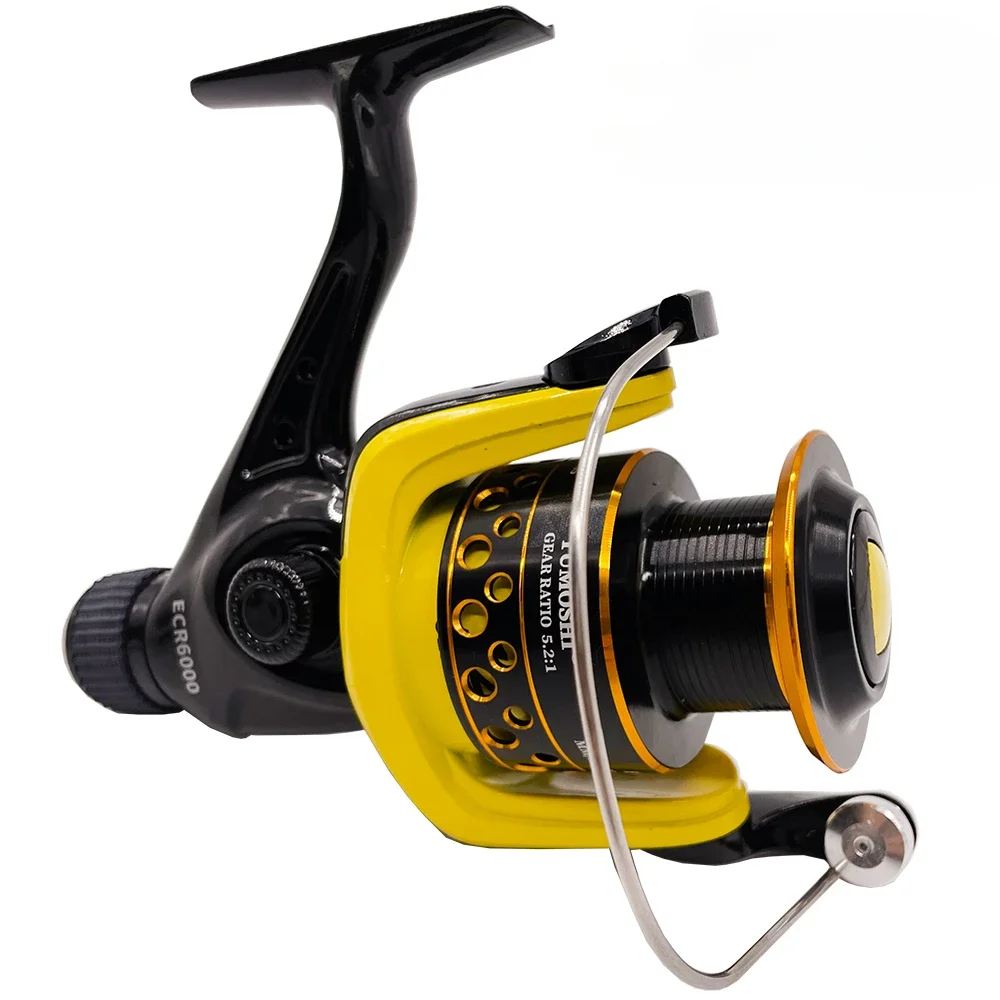 Carrete giratorio de doble freno para Pesca, herramienta de Pesca superfuerte para carpa, mar, fundición, Serie 2000-7000 - imagen 3