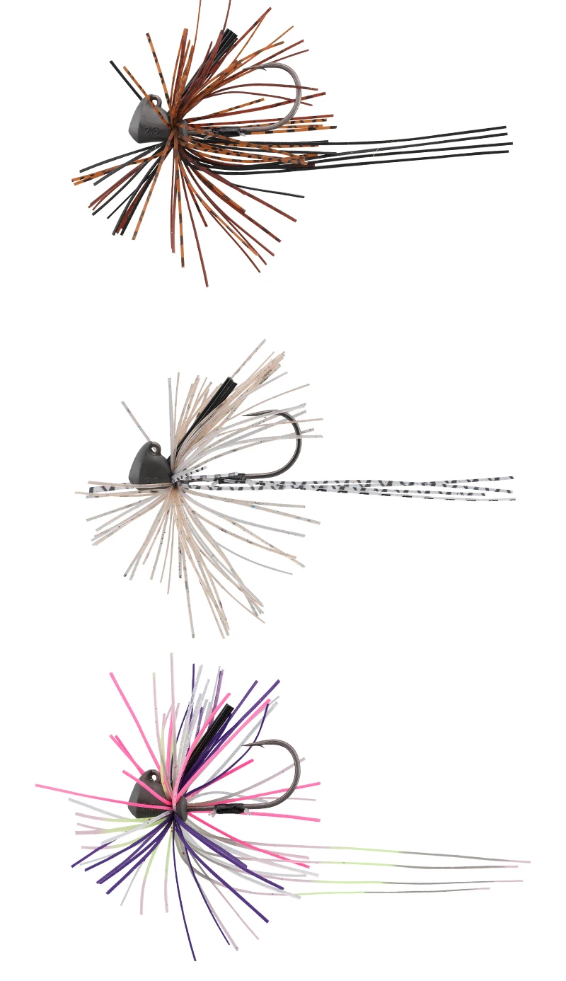 Una serie de señuelos de pesca con diferentes colores y diseños.