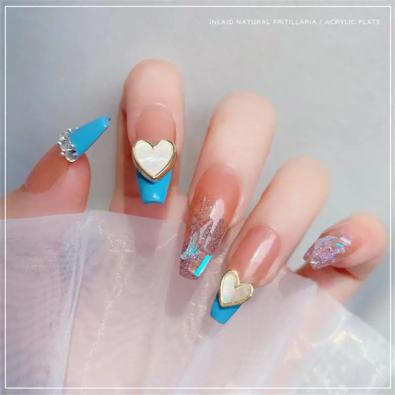 Diamantes de imitación en forma de corazón para manicura, 1/2/4 piezas, dorados/plateados, de aleación, varios colores - imagen 5