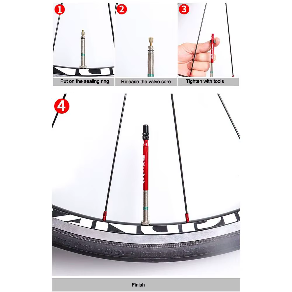 Extensor válvula inoxidable universal para bicicleta carretera