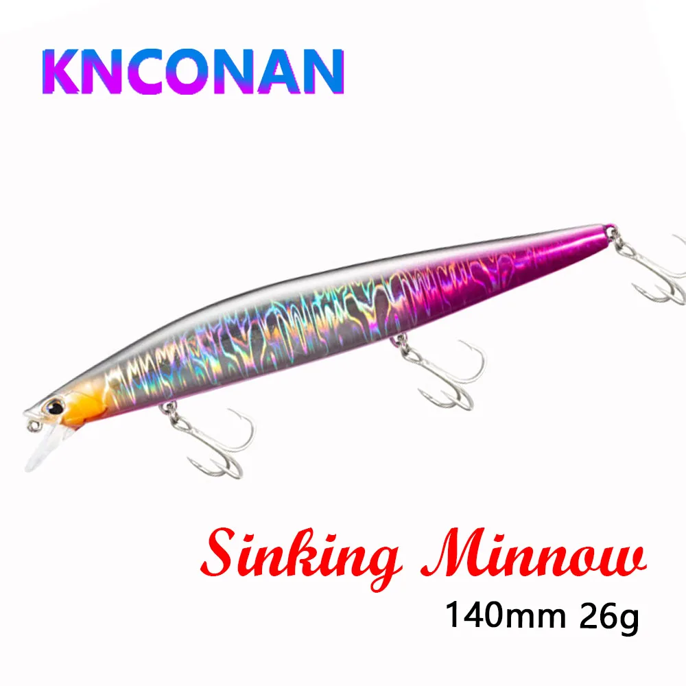1 Uds 140mm 26g Ultra larga fundición agua salada hundimiento Minnow Tungaten peso señuelo de pesca lubina cebo Artificial lubina aparejos