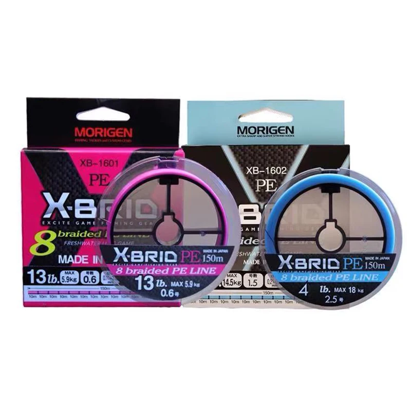Morigen Orignal Japón Xbraid Pe line 8 señuelo trenzado Fishine Line rosa Azul 150 metros Top PE line