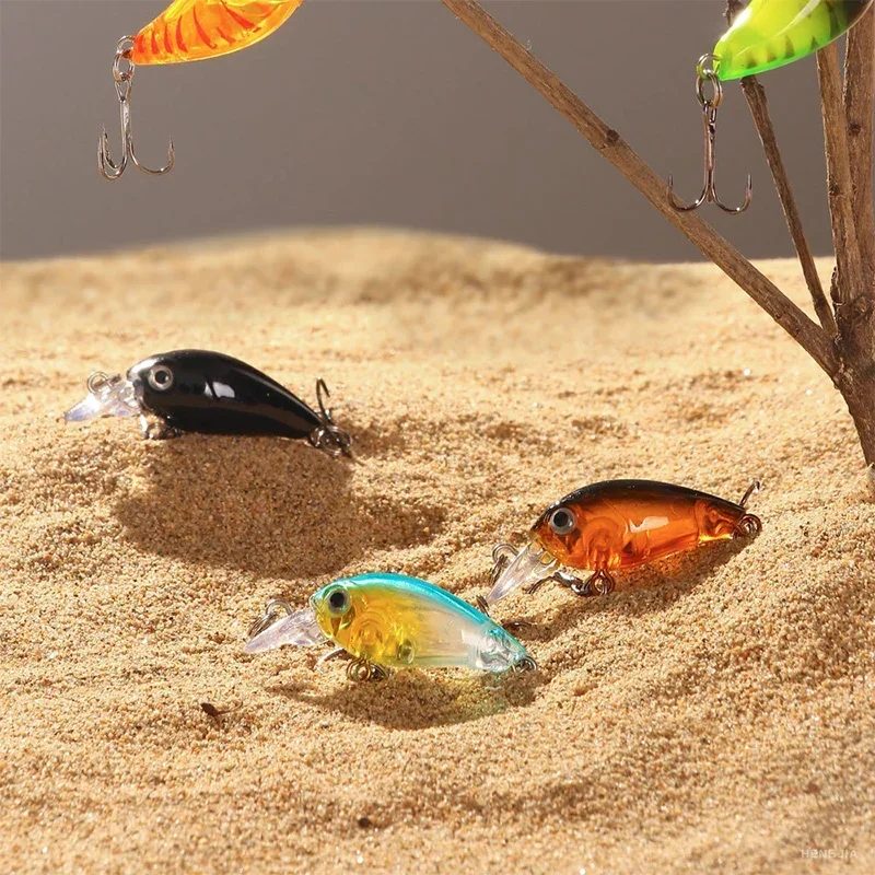 Señuelo de Pesca Crankbait, cebo Artificial de manivela dura, Wobbler, Topwater, pececillos negros, 8 unidades por caja, 45mm - imagen 4