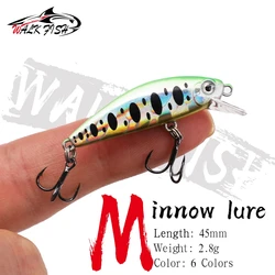 Walk Fish Señuelo Duro Minnow Crankbait con gancho triple para pesca