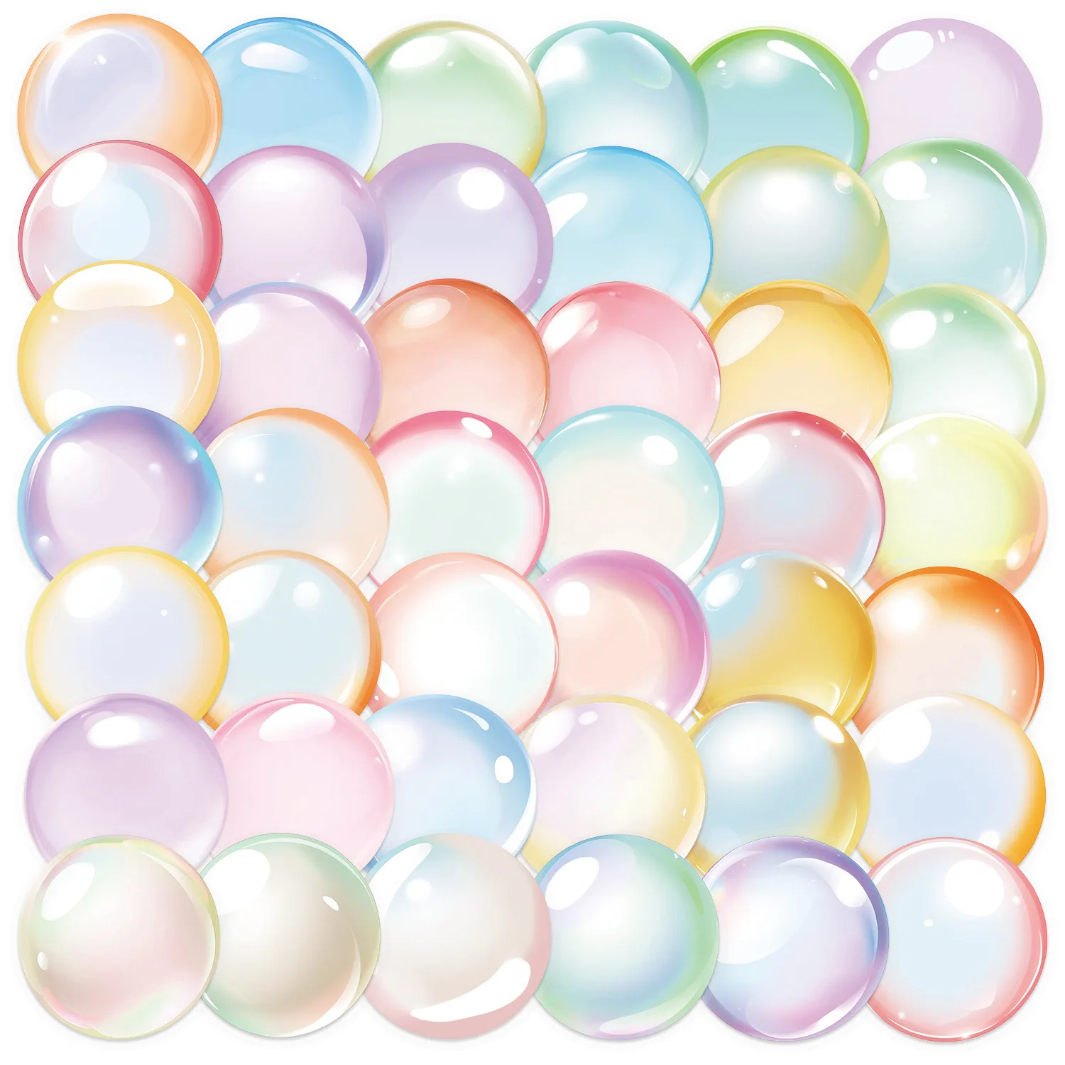 50 Uds. De pegatinas transparentes de burbujas de acuarela para mascotas, álbum de recortes, teléfono, guitarra, portátil, maleta, taza, calcomanías impermeables, juguetes