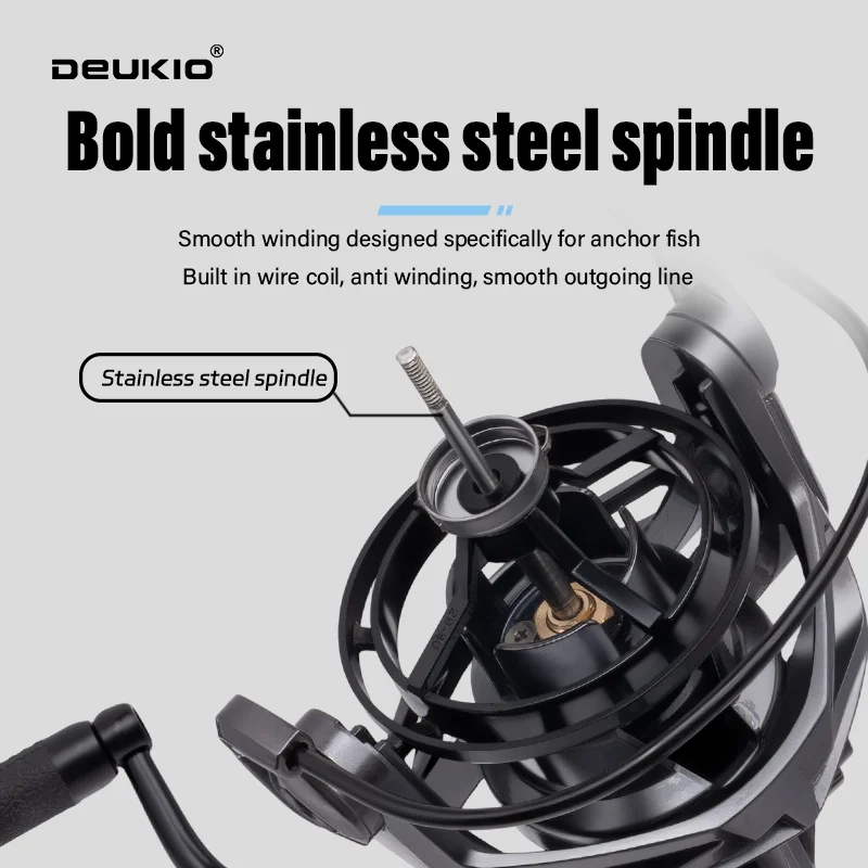 Carrete de Metal completo serie DEUKIO 4500-8500, carrete de pesca giratorio de mar para Jigging Trolling de tiro largo y Surf de agua salada - imagen 3