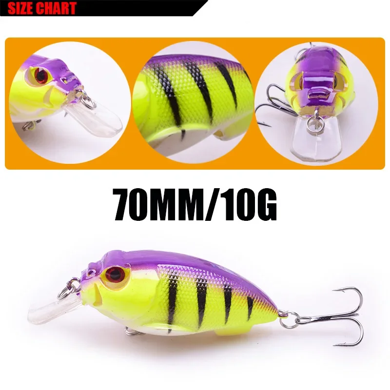 Señuelo de Pesca Minnow con manivela, 70mm, 10g, Wobblers artificiales, Crankbait, 7cm/10g, cebo duro, cebos de plástico, 1 ud. - imagen 2