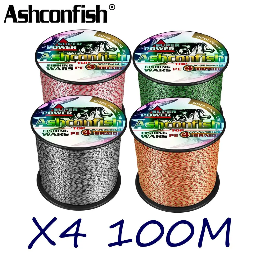 Ashconfish-sedal de pesca con manchas invisibles, superfuerte, PE, multifilamento, trenzado extremo, 100m