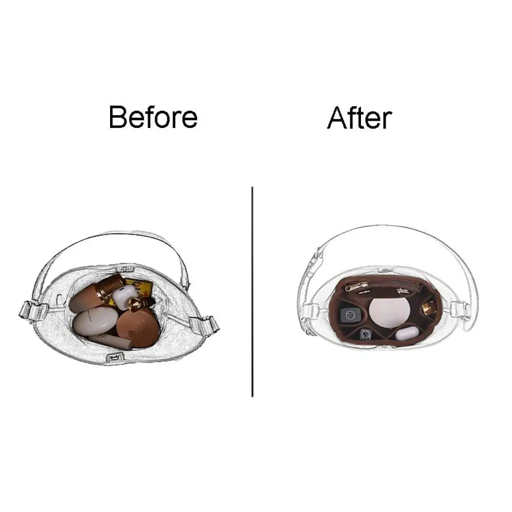 Nuevo bolso de fieltro, bolsa de inserción, Mini bolso multibolsillo, organizador, bolsas de almacenamiento para bolsa de movimiento de rally/Picotin18/22 - imagen 4