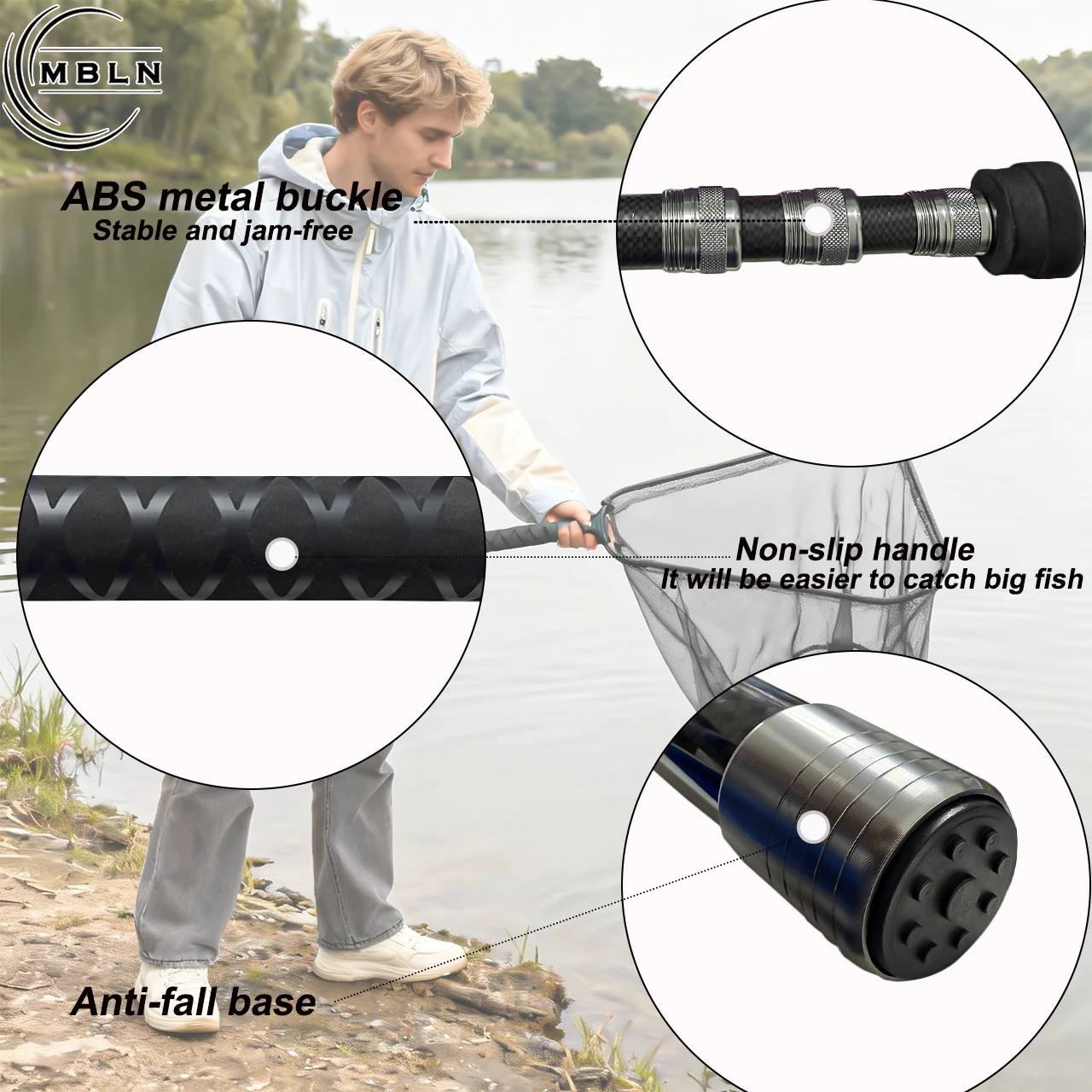 MBLN Red de aterrizaje carbono telescópica con cabezal amplio - imagen 2