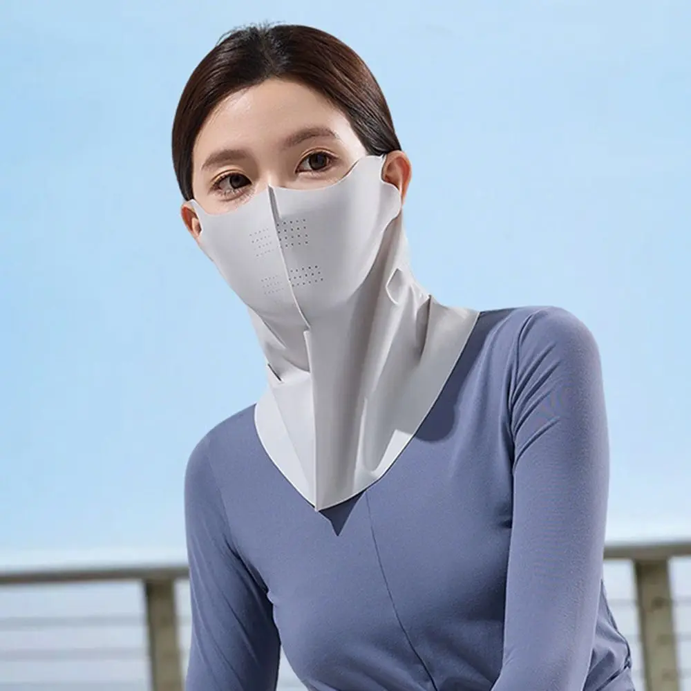 Nueva máscara de protección solar de seda de hielo UPF50 + 3D Anti-UV bufanda para el cuello protección del cuello cara completa sombrilla máscara facial al aire libre - imagen 5