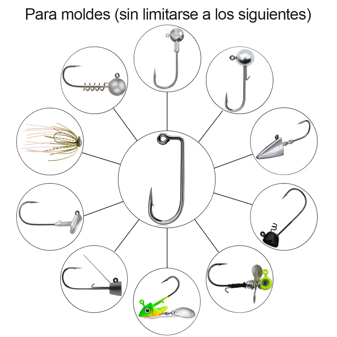 FishTrip-gancho de gabarito de 90 grados, gancho de gusano, gancho de plástico suave, 2X fuerte Aberdeen para molde de cabezal de cabeza, accesorios para hacer bricolaje - imagen 5