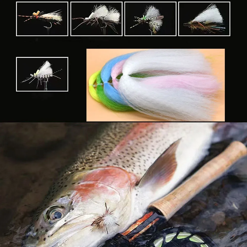 1 paquete de fibra de atado sintética brillante y Flash para anzuelo de ayuda de plantilla de agua salada, fabricación de señuelos y Material de serpentina de pesca con mosca, 6 colores - imagen 5