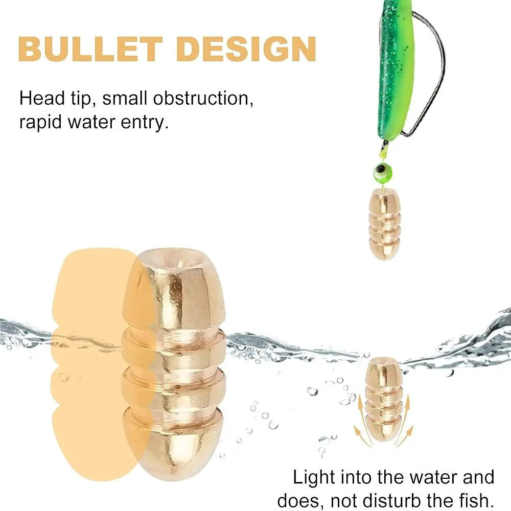 20 unids/lote de plomos de pesca de cobre dorado para señuelo suave, línea de cebo, plomos de peso adicional, accesorios para atar moscas, 1,8g, 3,5g, 7g, 10g - imagen 4