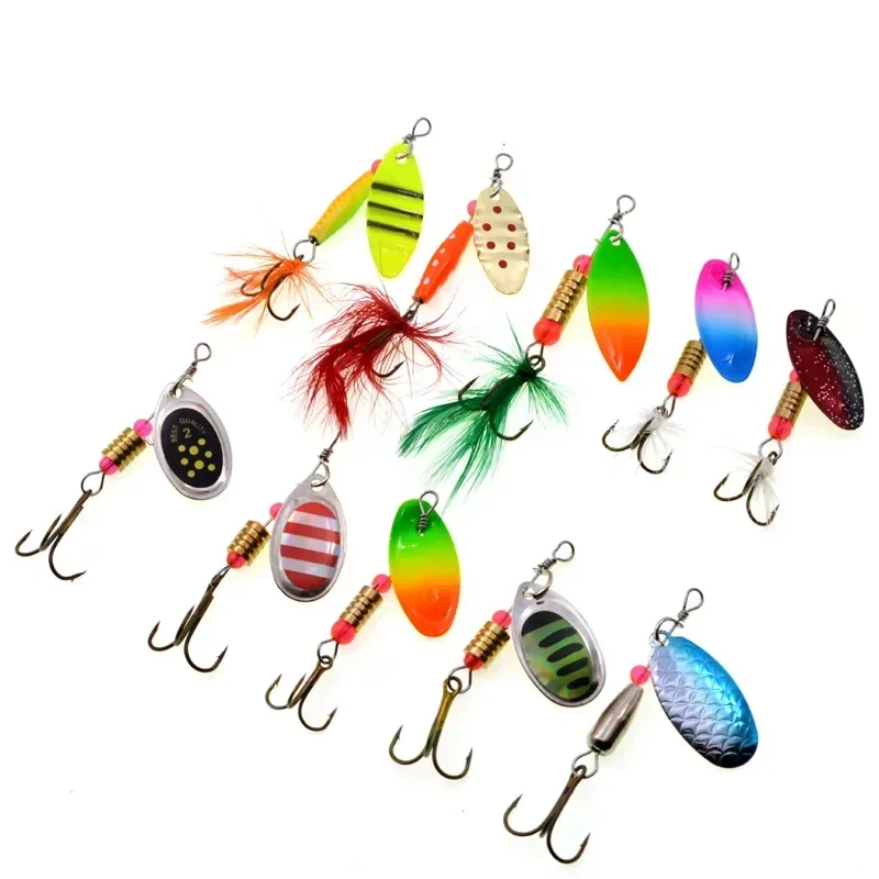 Señuelos de pesca giratorios con cuchara de Metal, juego de 10 Uds., Spoonbait, Crankbaits, Wobblers de pesca para Lucio, Kit de ganchillo, cebo Artificial - imagen 3