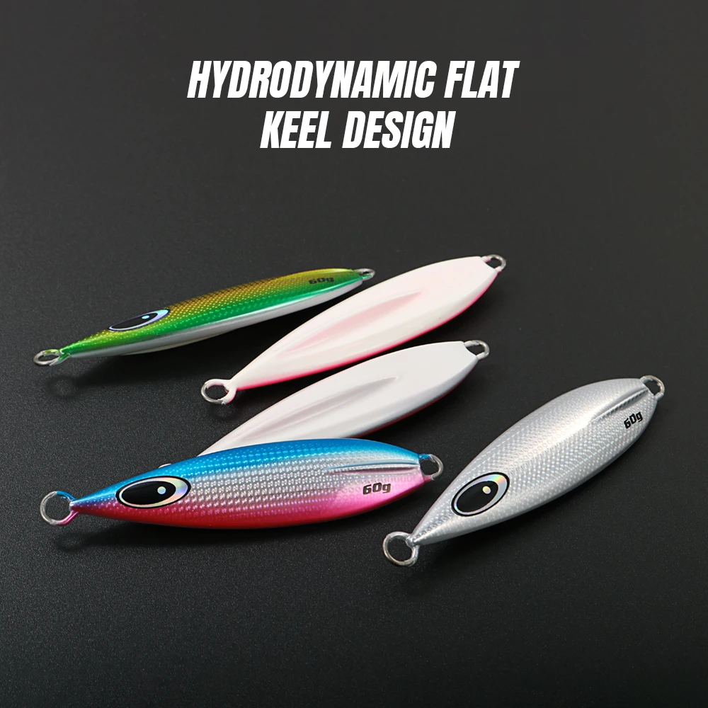 JIGGING PRO plantilla de Metal de hundimiento lento 60g 80g 100g 150g 200g BUTTERFLYFLAT Plantilla de caída aparejos de cebo duro Artificial de agua salada - imagen 5