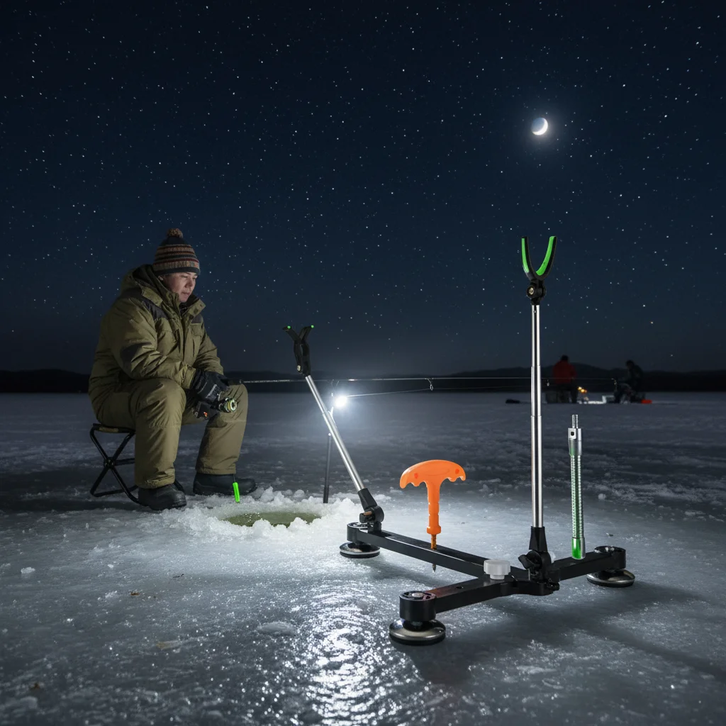 Soporte telescópico aluminio para caña pescar con luz – pesca hielo