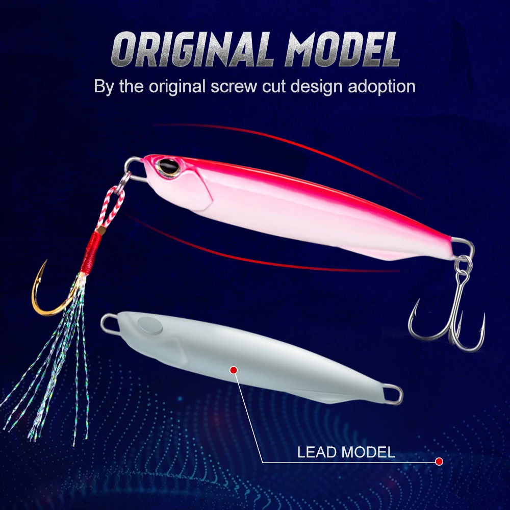 D1-cebo de pesca Jigging de peso pesado, aparejo de Metal de hundimiento lento, 73mm/40g, 85mm/60g - imagen 3