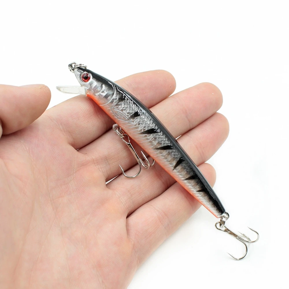 Señuelo de pesca de pececillos, cebo duro de plástico Artificial flotante de 95mm y 8g, ojos 3D, Crankbait, uds, Swimbait, 1 aparejos de pesca lubina