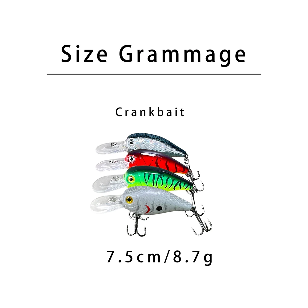 Nuevo Juego de Señuelos de Pesca Crankbait, 4 Uds., 7,5 cm, 8,7g, Wobbler Topwater, cebo duro Artificial, Swimbait, Lucio, perca, aparejos Jerkbait - imagen 2