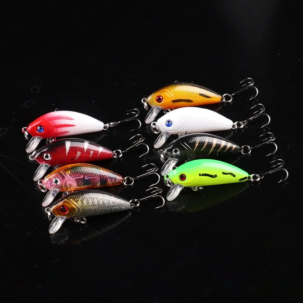 2 uds señuelo de pesca giratorio 50mm 3,6g ojos 3d Crankbait Wobbler señuelos artificiales para cebo duro de plástico aparejos de pesca juego de señuelos - imagen 5