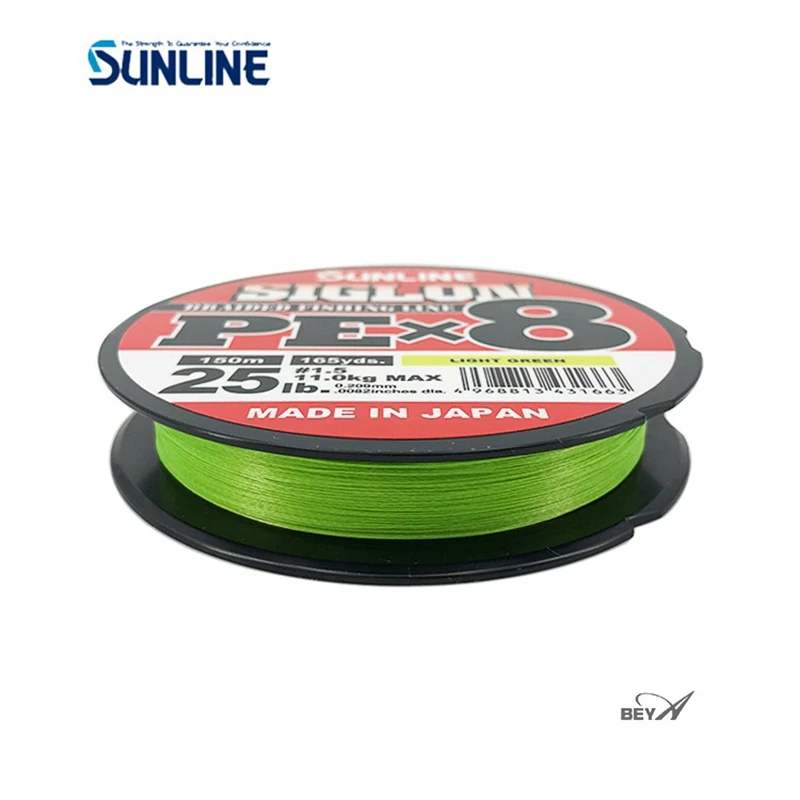 Original SUNLINE nuevo SIGLON 8 hilo de pescar trenzado verde claro 8 hebras PE línea 150M hecho en Japón 10LB-50LB - imagen 4