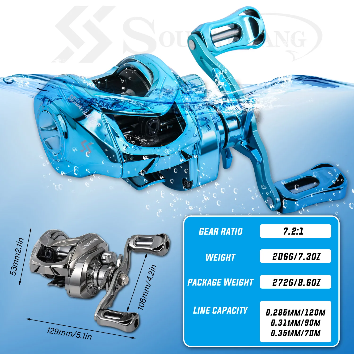 Sougayilang-carrete de pesca de la Serie UV, accesorio profesional ultraligero con Ratio de engranaje 7.2.1, rueda de Baitcasting para carpas - imagen 2