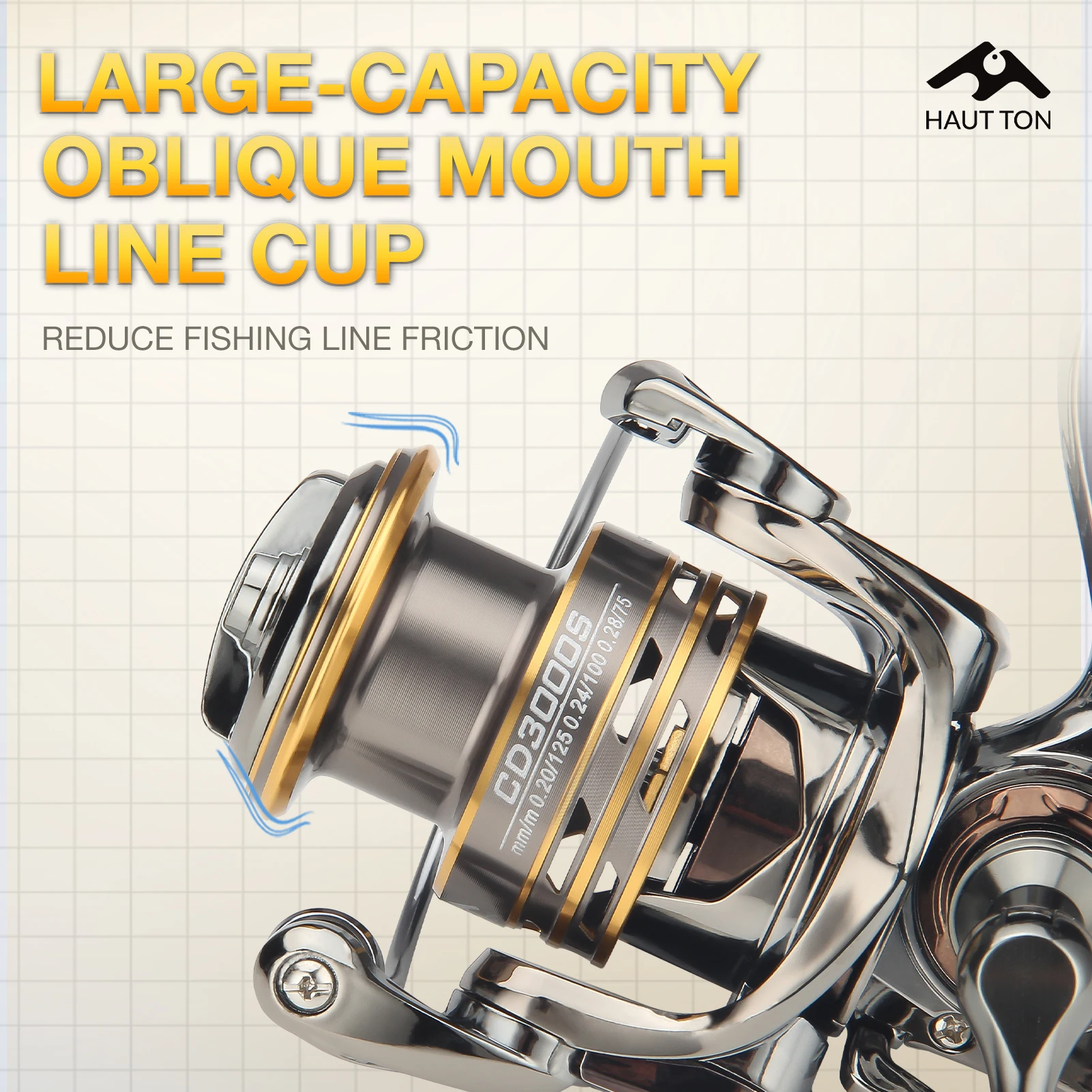 Carrete de pesca giratorio CD 5,2: 1 relación de engranaje 13,23 libras arrastre máximo Spoo de Metal plegable CNC doble brazo para agua dulce y salada - imagen 2