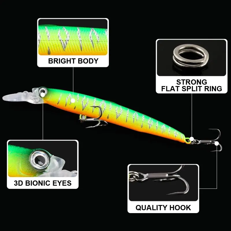 Suspending Minnow-señuelo de pesca Wobbler, anzuelo de lubina, aparejos de pesca, señuelo de fundición larga, 95mm, 6,5g - imagen 2
