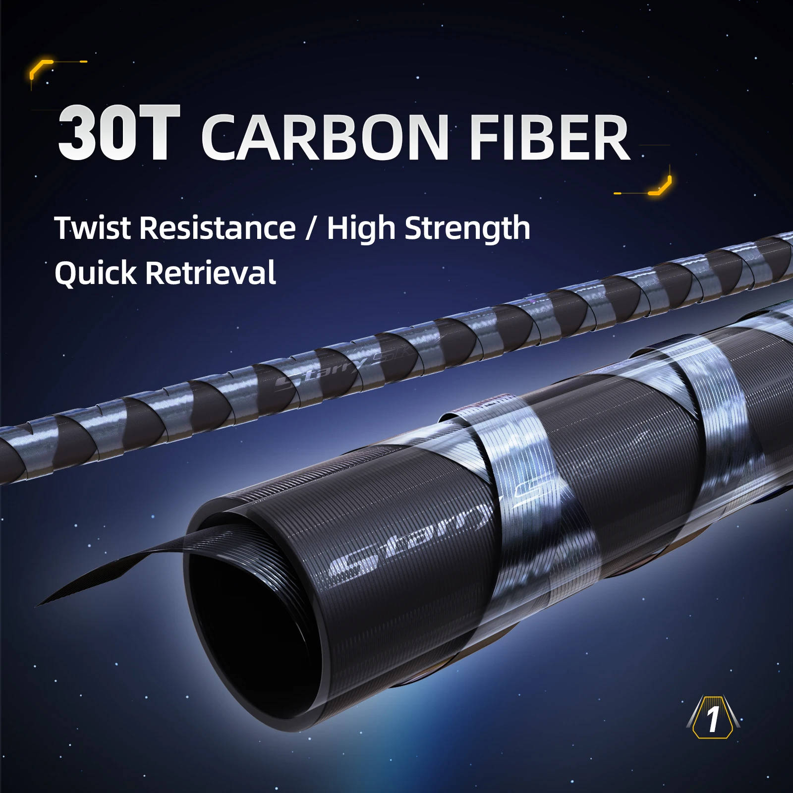 HANDING Star Sky caña de pescar todo alrededor, 30 toneladas, carbono, espacios en blanco, FUJI®A Ring Guides caña de pescar giratoria MF/F Action, cañas de fundición largas - imagen 4
