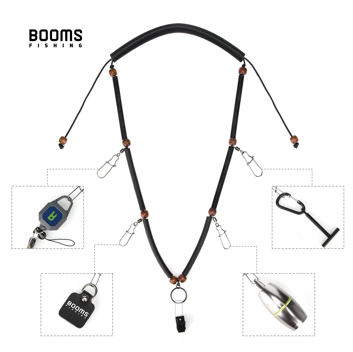 Booms Fishing LY1 herramienta de pesca con mosca para el cuello, soporte de cordón ajustable, alicates colgantes, tijeras, accesorios de aparejos de pesca - imagen 4