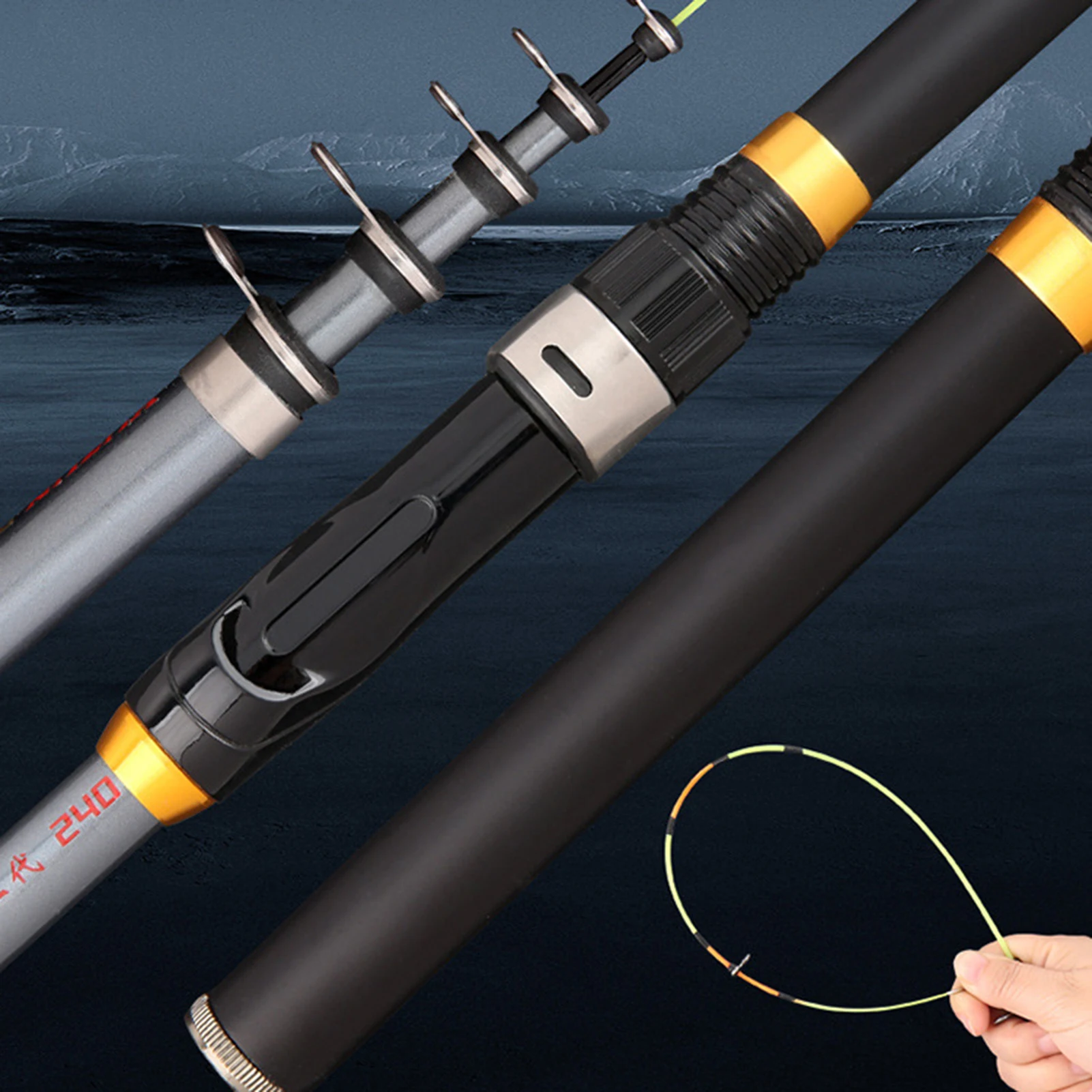 Cañas de pescar portátiles de sección corta, equipo de pesca de sección de caña ajustada para vacaciones de pescador, buen regalo - imagen 2