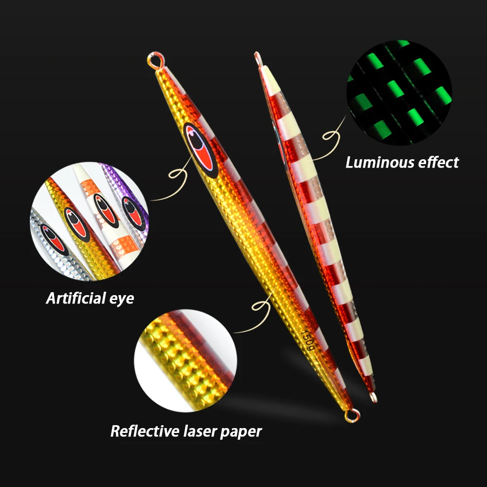 TOLU-señuelo de pesca Jigging de hundimiento rápido, 150g-500g, revestimiento de papel láser, plantilla luminosa, pesca en el mar, Jigging - imagen 3