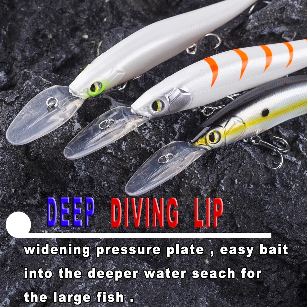 CCLTBA-Señuelos de pesca de pececillo de aguas profundas, 14cm, 15,5g, cebos duros flotantes, señuelo Artificial oscilante, aparejos de pesca Jerkbait - imagen 5