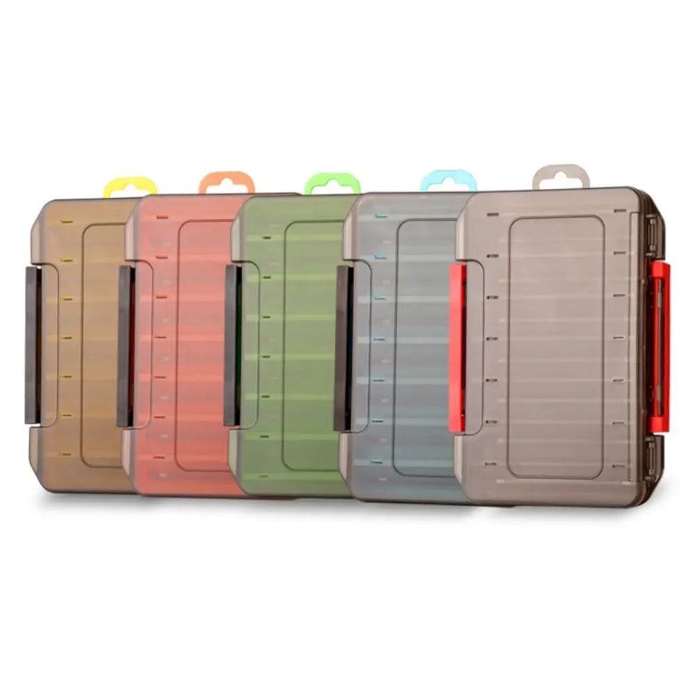 Caja de aparejos de pesca de polipropileno, 6 colores, caja de herramientas de cebo suave de doble cara, 14 compartimentos, cajas para anzuelos, accesorios de pesca