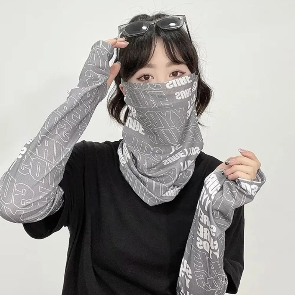 Mascarilla de protección solar Anti-UV, mangas finas, cubierta facial transpirable, seda de hielo, mangas de protección solar de verano, ciclismo, bicicleta y motocicleta - imagen 4