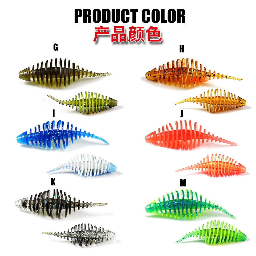 SUNMILE-cebo suave de pesca, cebos artificiales de gusano, 50mm/1,5g, 10 unids/lote, Wobblers de pesca en roca, Leurre Souple, señuelos de trucha - imagen 4