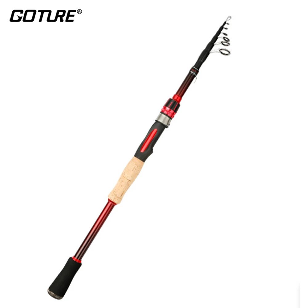 Goture-caña de pescar de fibra de carbono, caña de pescar supercorta de bolsillo, portátil, giratoria, telescópica, 2,1 m, 2,4 m, 2,7 m, 3,0 m, novedad - imagen 4