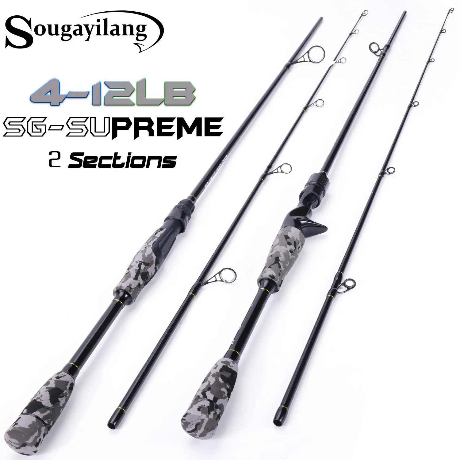 Sougayilang caña de spinning de fibra de carbono 1,8‑2,1 m – portátil de viaje