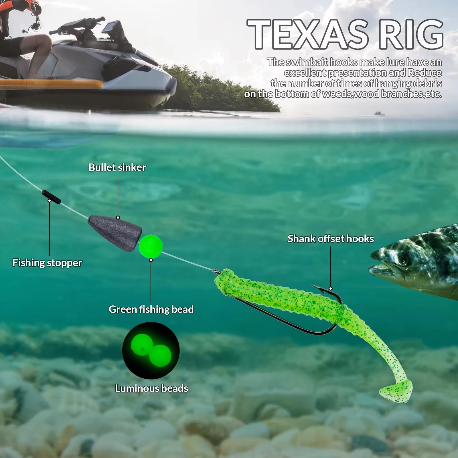 THKFISH 123 unids/caja Kit de aparejos de pesca para Texas Rig Carolina Rigs Drop Shot Rig 7g 10g 14g plomos de pesca anzuelos locos conjunto de cuentas - imagen 3