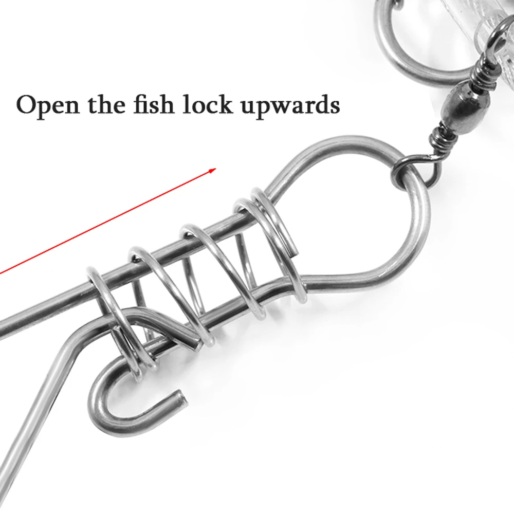 Hebilla de bloqueo de pesca, accesorios de pesca, cadena de acero inoxidable, cuerda de hebilla gigante única de 3mm con flotador, bloqueo de peces vivos - imagen 5