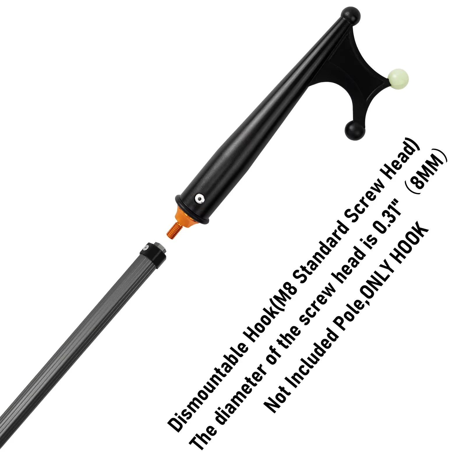 SANLIKE-anzuelo de plástico negro para barco, extremo de tornillo roscado de 1/4 pulgadas, parte superior de repuesto para ormenta, velero, yate, accesorios de pesca - imagen 2