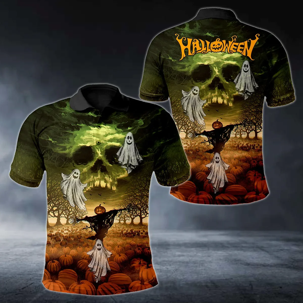Halloween espantapájaros calabaza fantasma 3D completamente impreso moda hombres polos verano Casual Unisex adulto Polo camisa PLP27