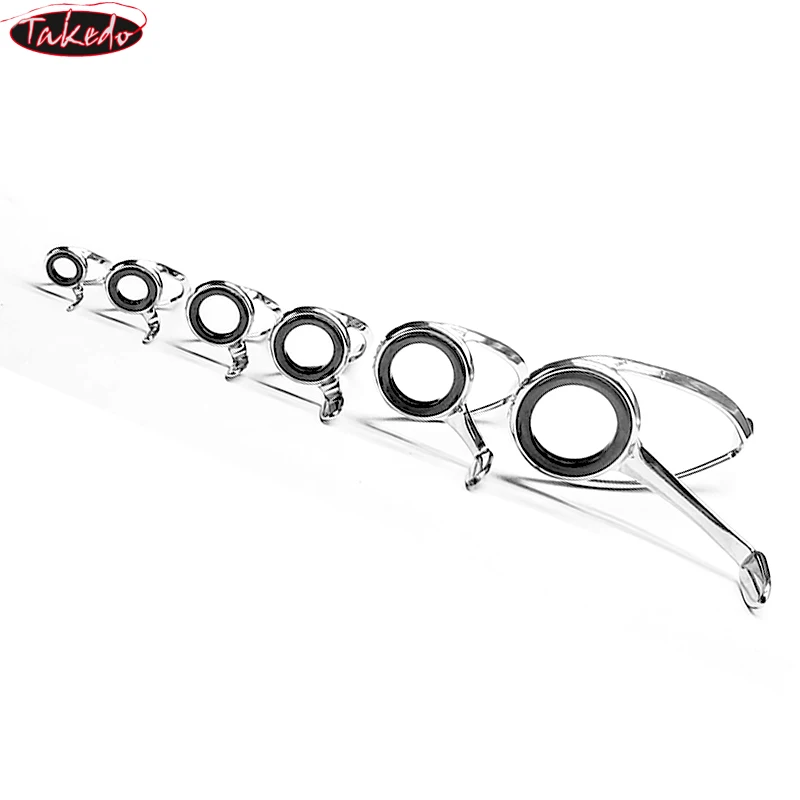 TAKEDO-Guías de caña de pescar, juego de anillos de fundición de cerámica negra, 6 #8 #10 #12 #16 #20 #, accesorios de construcción, reparación de caña de pescar - imagen 2