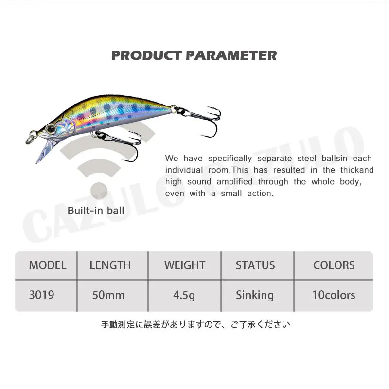 Accesorios de pesca de largo alcance, señuelo pequeño Minnow 50mm 4,5g Mino Wobblers hundimiento Peche lubina Isca equipo de pesca Artificial - imagen 4