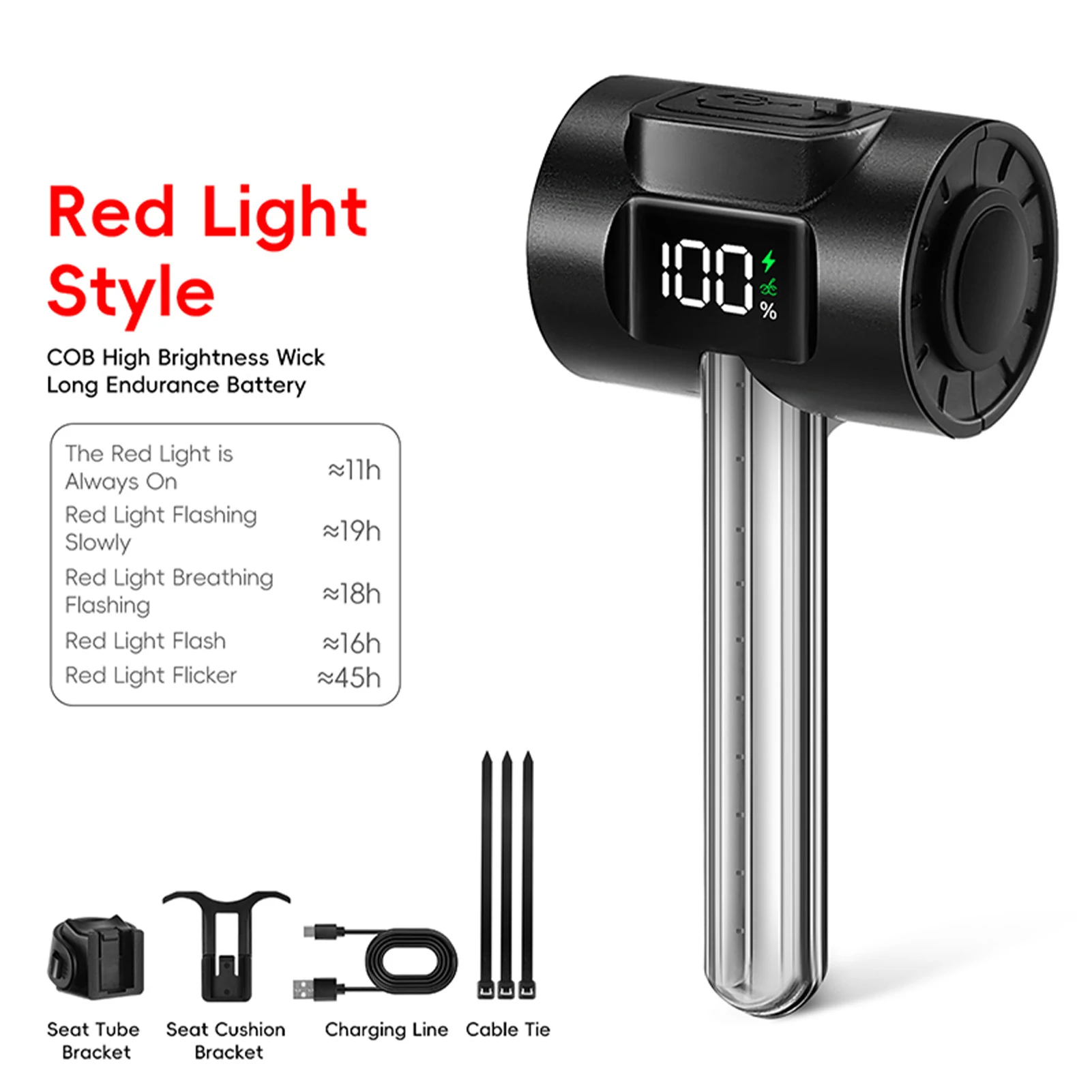 Luces de bicicleta para conducción nocturna, navegación con detección inteligente, luz trasera de bicicleta con batería de larga resistencia, soportes de montaje duales - imagen 4