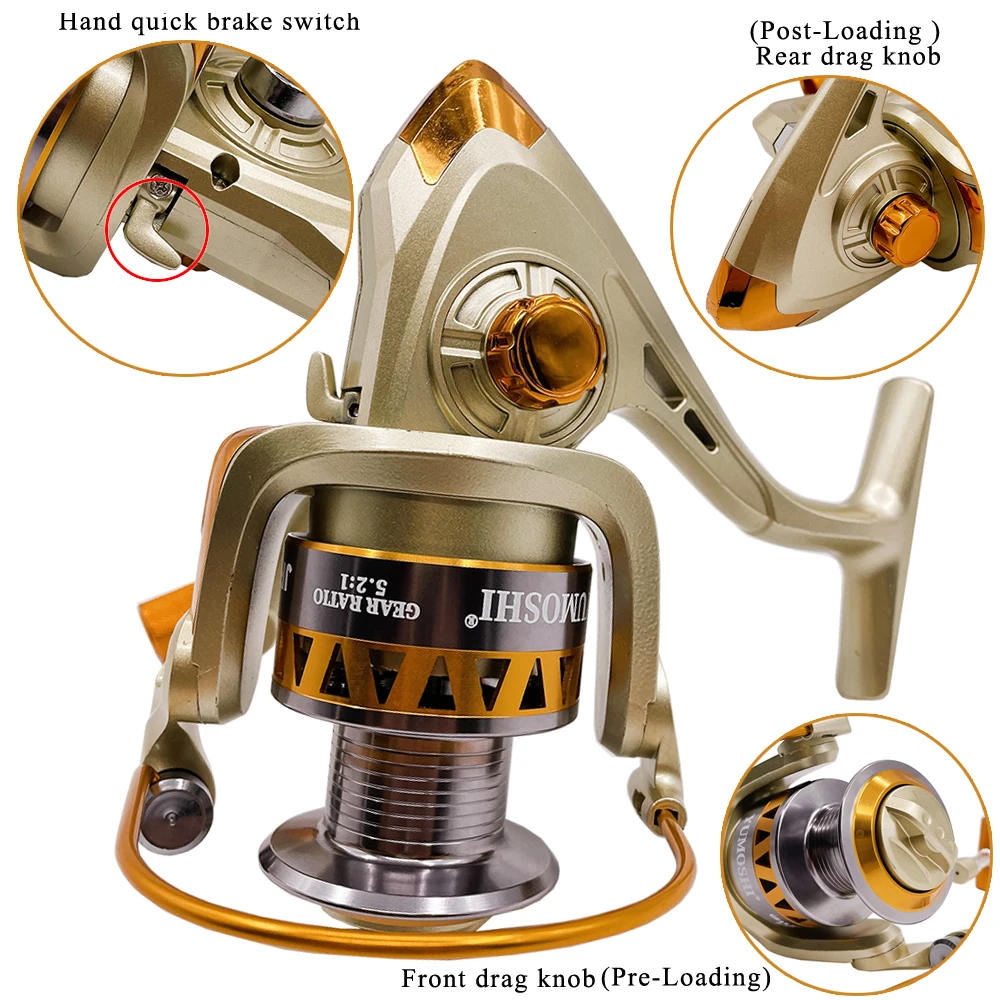 GHOTDA-carrete de Metal giratorio, rueda 5,2: 1, Serie 2000 ~ 7000, accesorios para Pesca de carpa en agua salada - imagen 2