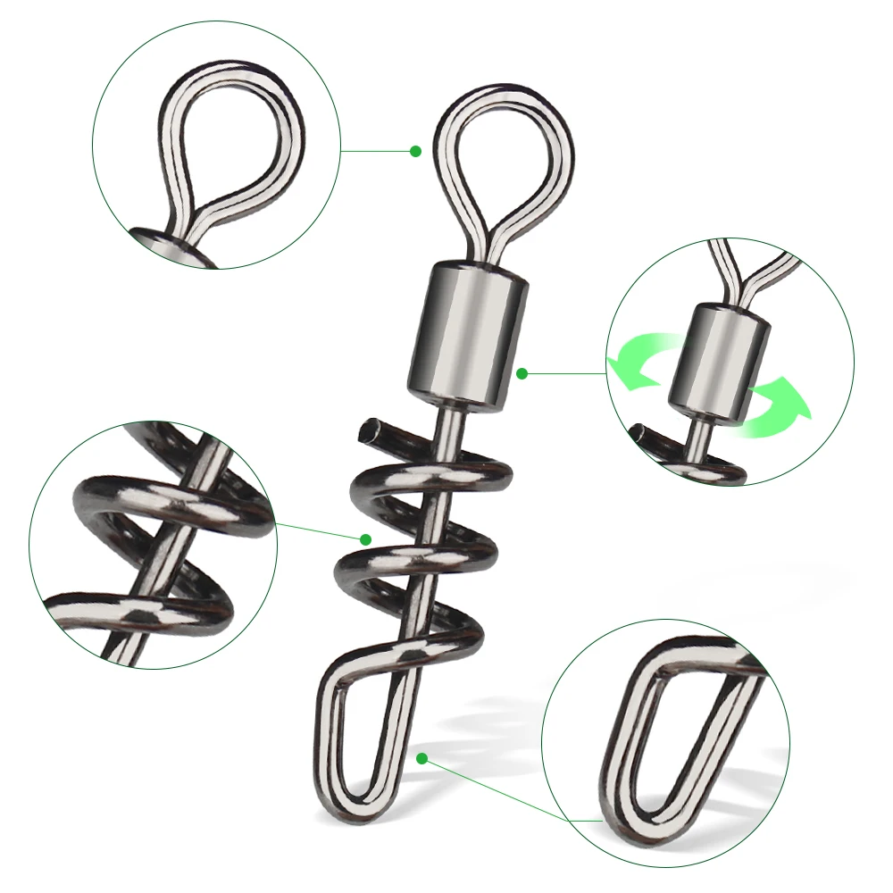 Conector de señuelo de pesca giratorio con rodamiento de bolas a presión atornillado, conector de pesca de anillo sólido giratorio, 25 uds. - imagen 4