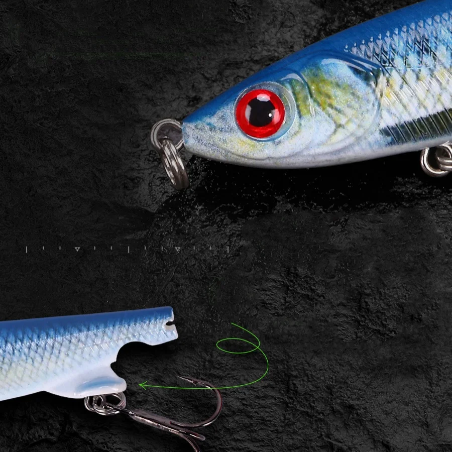 Señuelo de pesca suave y cambiable, cola en T + cola de horquilla, lápiz de hundimiento, señuelos artificiales de 12cm, anzuelos triples de calidad, cebo duro de fundición larga - imagen 2