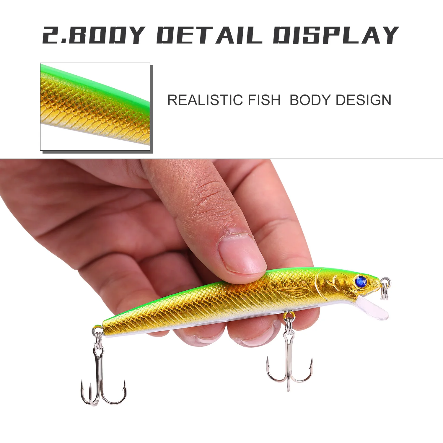 Sougayilang-señuelo de pesca de pececillos, cebo duro CrankBait realista para agua dulce y salada, aparejos de pesca de carpa, 10 piezas - imagen 4